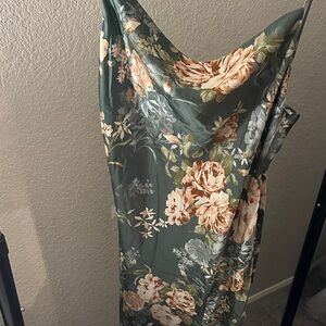 Petal & Pup Green Floral Satin Dress